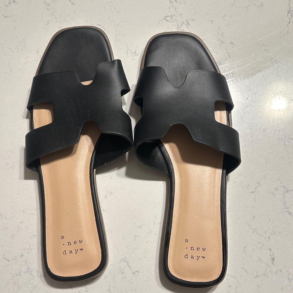 A New Day Black Slide Sandals